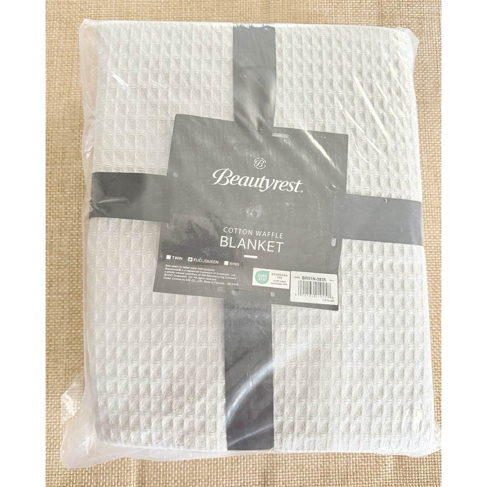 Beautyrest Waffle Weave Blanket Full/Queen Gray Textured‎ Coverlet Comforter NWT
